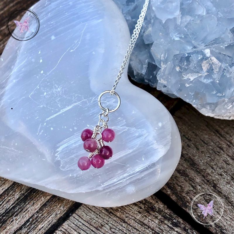 Pink Tourmaline Cluster October Birthstone Necklace